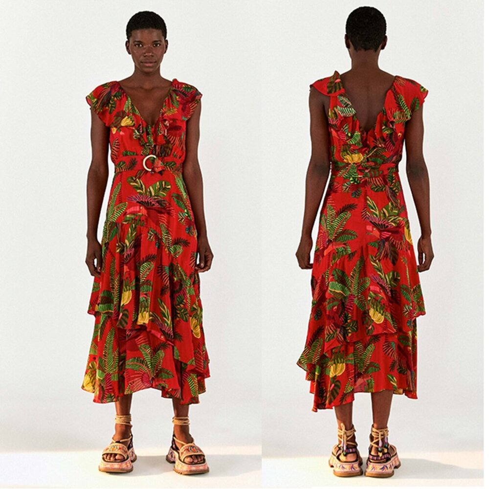 FARM Rio Red Forest Birds Maxi Dress - Picture 6 of 15